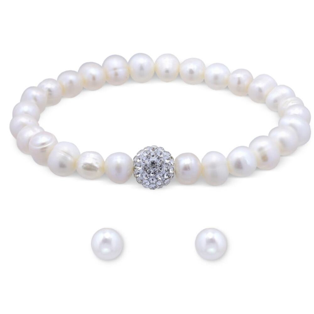 2-Pc. Set Multicolor Cultured Freshwater Pearl (7mm) bracelet & earrings.